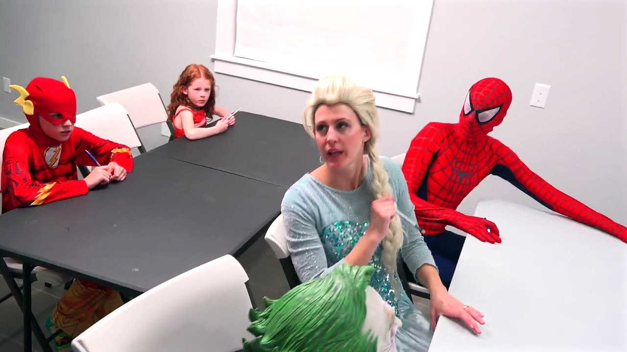 Frozen Elsa in Trouble at School! Teacher gets mad! Joker Cheats and spiderman laughs funny prank!