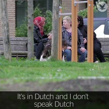 a Muslim woman asks strangers to translate a bigoted message