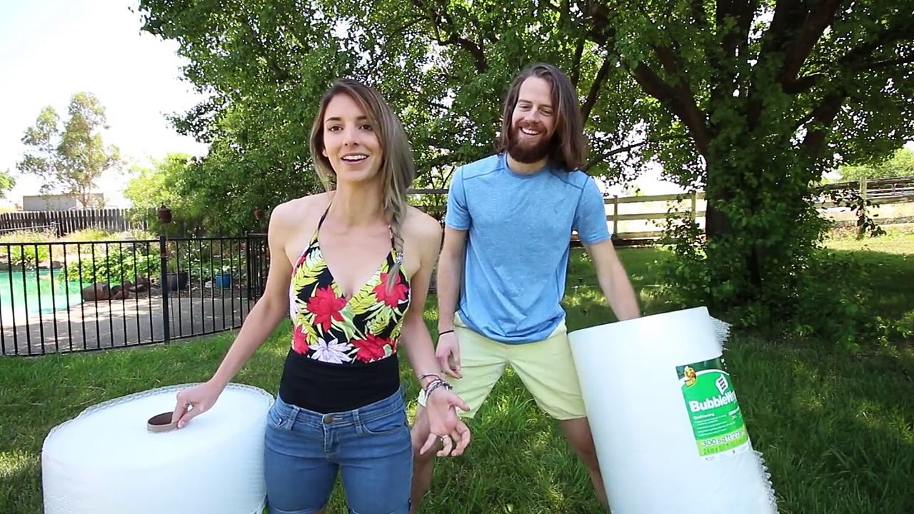 How Many Layers of Bubble Wrap Does It Take To Float?! 100 Layer Challenge!