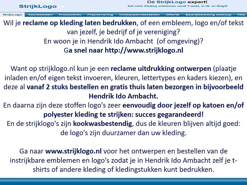 Reclame kleding bedrukken Hendrik Ido Ambacht