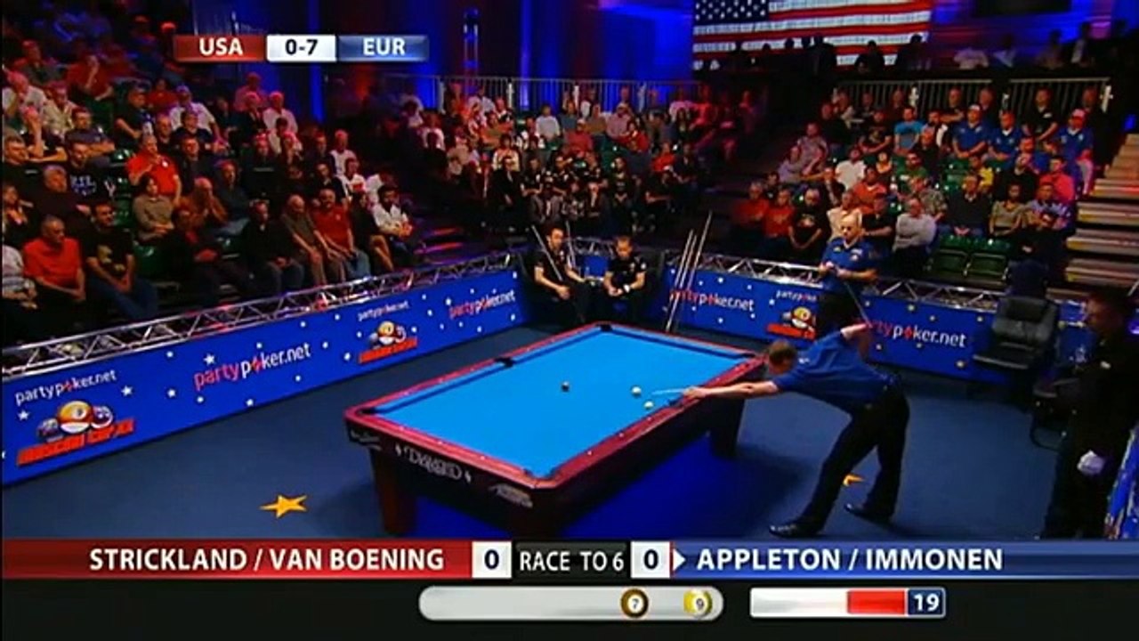 Match 8. Van Boening/Strickland - Appleton/Immonen. Day 2. Mosconi Cup new. 1/4