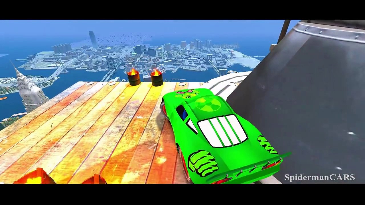 Nursery Rhymes Spiderman with Green Hulk Lightning McQueen Cars | Disney Cars Children Songs