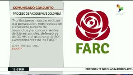 FARC y ELN reiteran compromiso de alcanzar la paz en Colombia