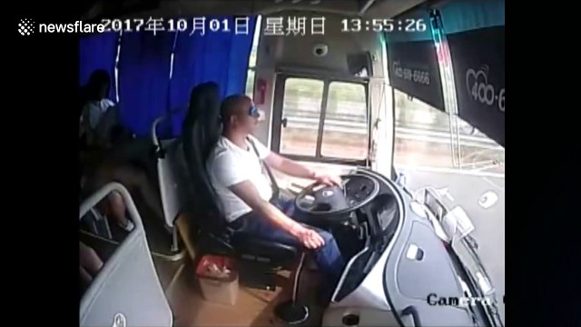 Coach flips over on motorway sending passengers flying