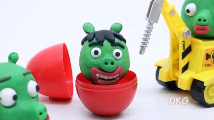 Green Pigs Who Is It Surprise Egg Time Angry Birds Play Doh Stop Motion Cartoon