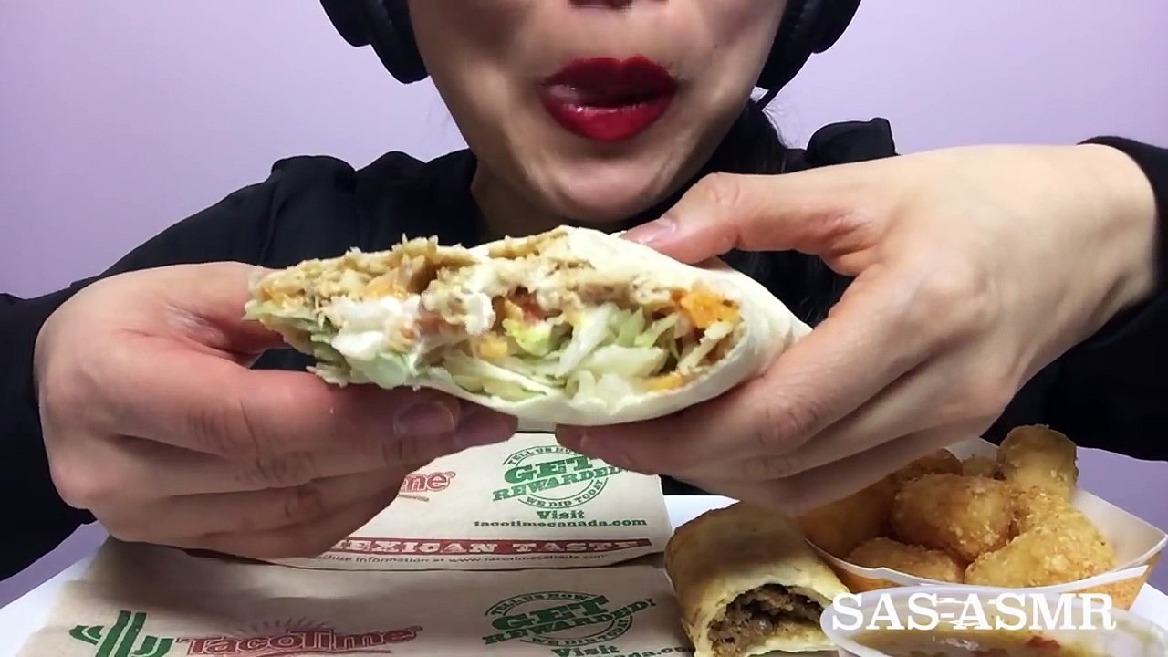 ASMR TACO TIME CHICKEN BURRITO (EATING SOUNDS) | SAS-ASMR