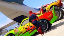 Spiderman Lightning McQueen Cars Fly Airplane Transportation Nursery Rhymes Songs for Kids (Part 2)