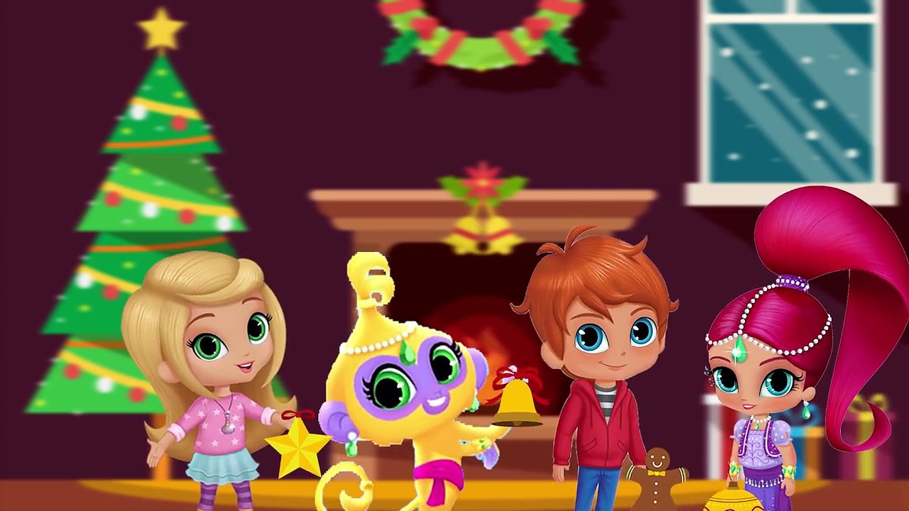 Shimmer and Shine Christmas Five Little Kids dressing Christmas Tree