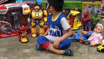 Optimus Prime Robots CarBot Transformers toys vs Bumblebee /TOBOT Robocar ► Superhero Spiderman Baby