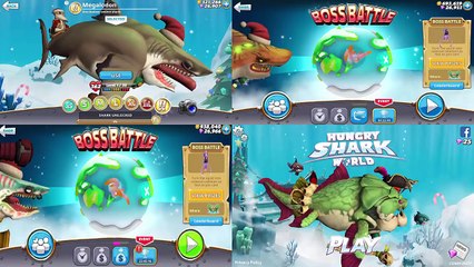 COLOSSAL SQUID BOSS Vs All Legendary Shark Hungry Shark World (Zombie, Atomic, Big Mamma, Megalodon)