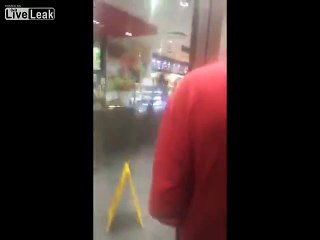 Teenagers try to get into McDonalds to use the toilet