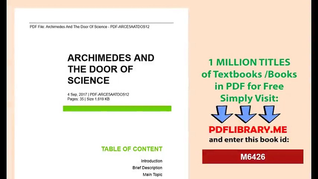 Archimedes And The Door  Of Science