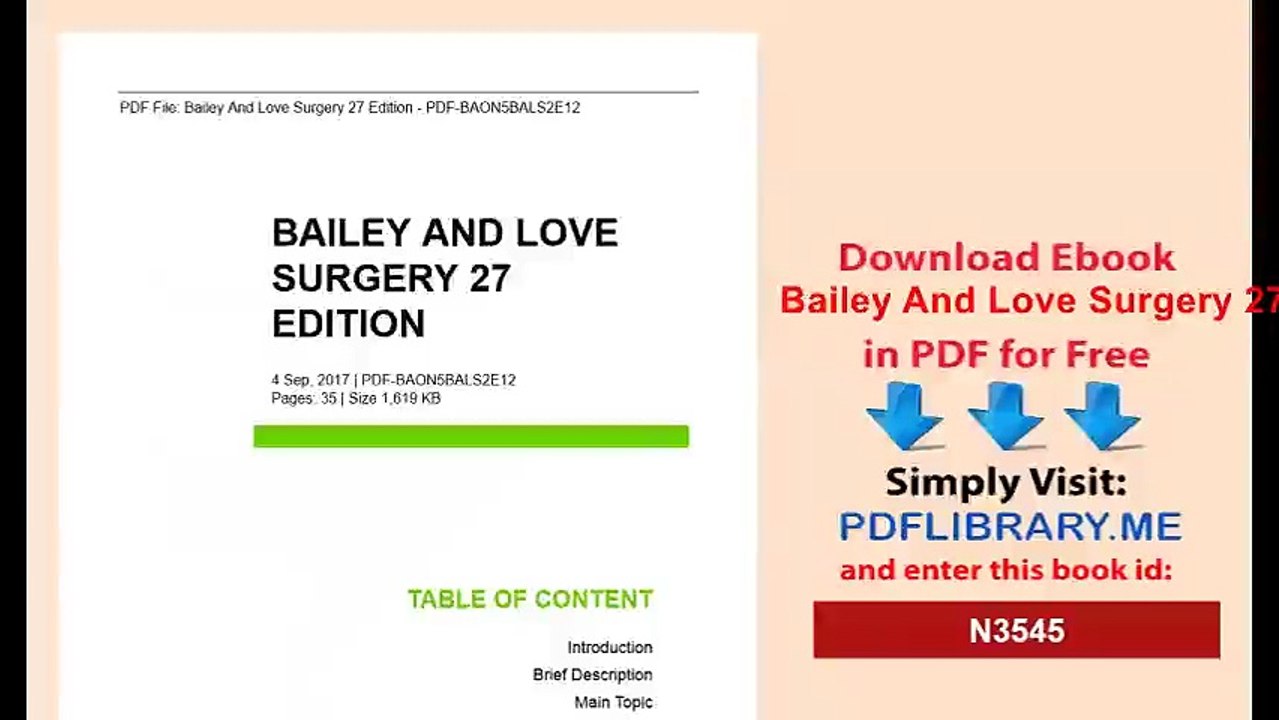 Bailey And Love Surgery 27 Edition