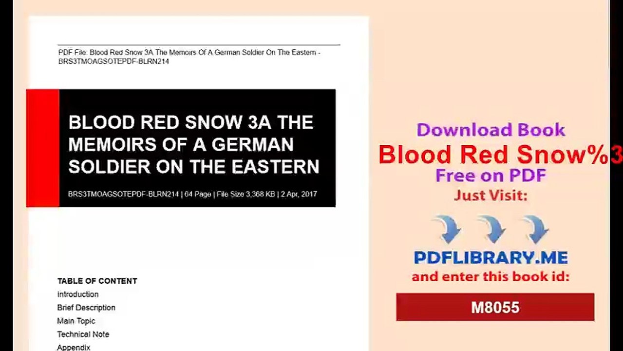 Blood Red Snow 3A The Memoirs Of A German Soldier On The Eastern