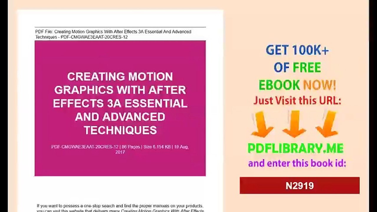 Creating Motion Graphics With After Effects 3A Essential And Advanced Techniques