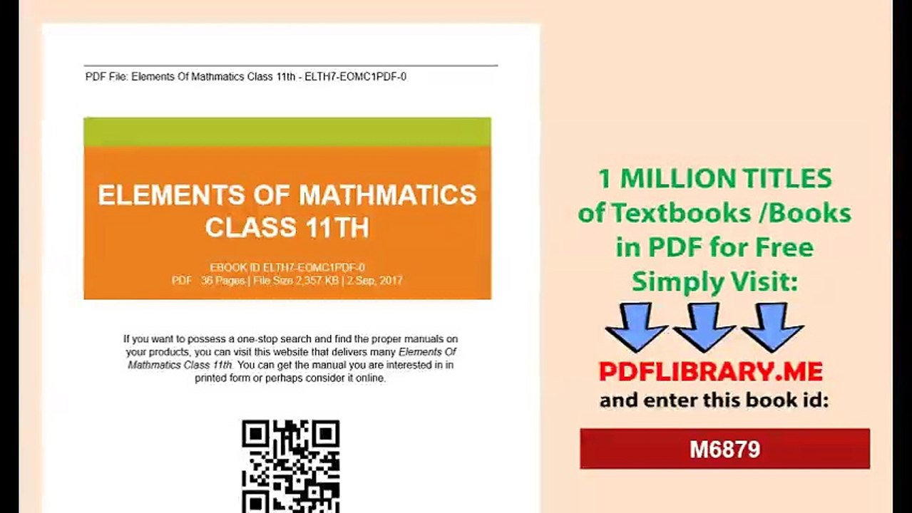 Elements Of Mathmatics Class 11th