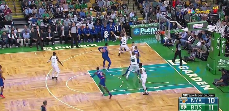 Jaylen Brown with a reverse dunk on the fast break vs Knicks!