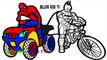 Colors Cruise Bikes and ATV w/ Superheroes Spiderman and Batman Coloring Pages Coloring Book