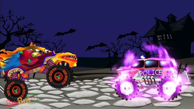 Scary Spiderman Truck - Haunted House Monster Truck For Children - Street Vehicles For Kids