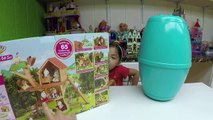 CUTE CALICO CRITTERS TREE HOUSE KITTY CAT   Opening Giant Egg Surprise Toys Kinder Eggs ToysReview