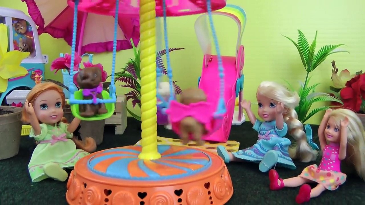 PUPPY Mobile Elsa Anna toddlers Barbie Carousel Slide Playing