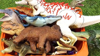 BOX OF DINOSAUR TOYS FOR KIDS: JURASSIC WORLD T-REX, INDOMINUS REX, VELOCIRAPTOR Video for Kids