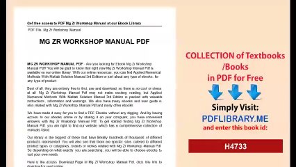 Mg Zr Workshop Manual