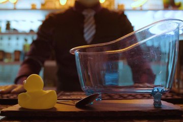 Hanko 60's signature cocktail is served in an actual bathtub