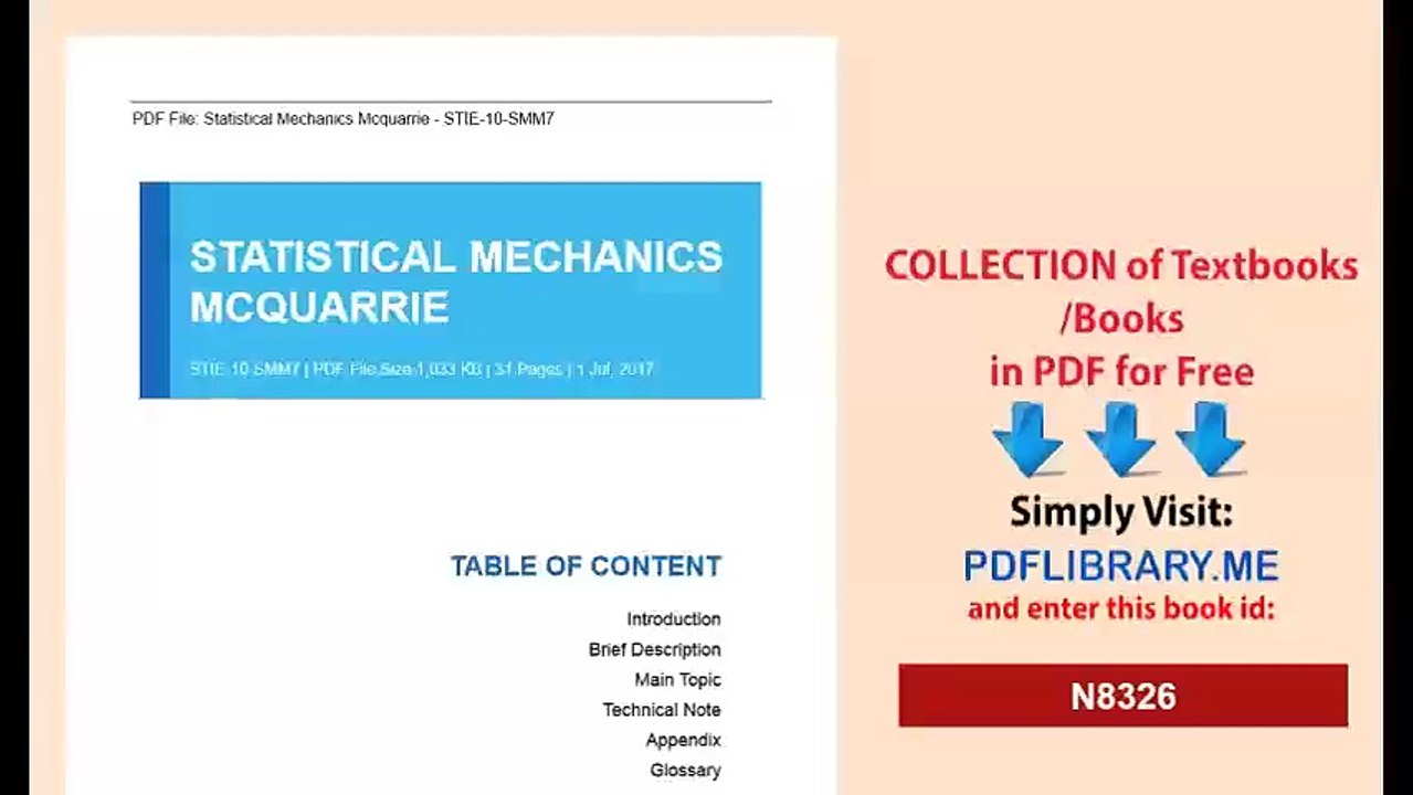 Statistical Mechanics Mcquarrie