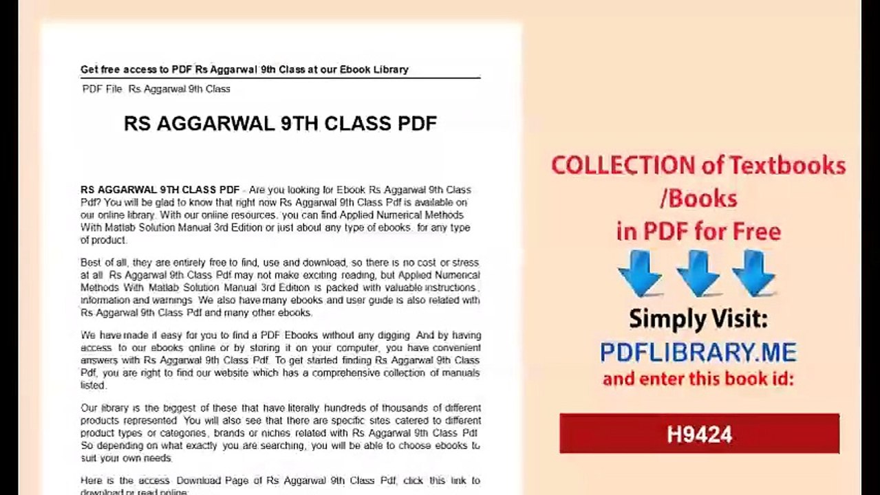 Rs Aggarwal 9th Class