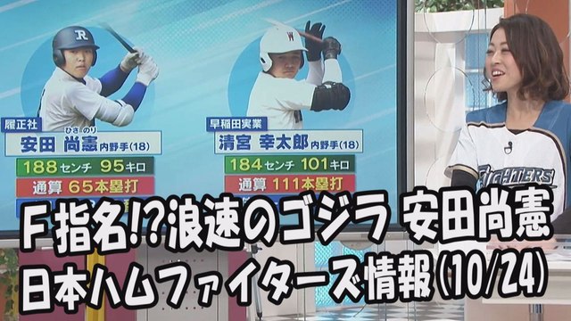 日本ハム ファイターズ指名!? 浪速のゴジラ 安田尚憲 2017.10.24 日本ハムファイターズ情報 プロ野球