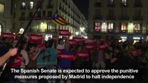 Pro-independence Catalans protest in Barcelona