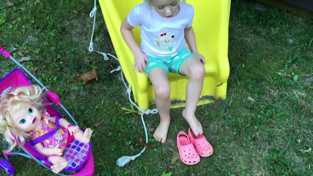 Playing in the Park on the Pirate Ship Playground for Kids Baby Alive Snackin Sara Doll Compilation