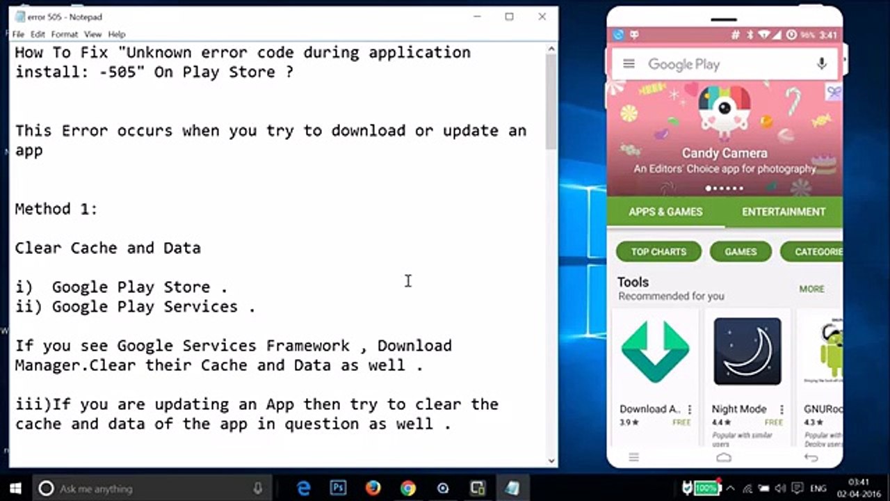 How To Fix Unknown error code during application install: -505 On Play Store ?