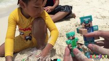 Surprise MINECRAFT Toys at the Beach - Steve, Creeper, Enderman, Iron Golem, Pig, Summer Family Fun-nvwVI0mCCTQ