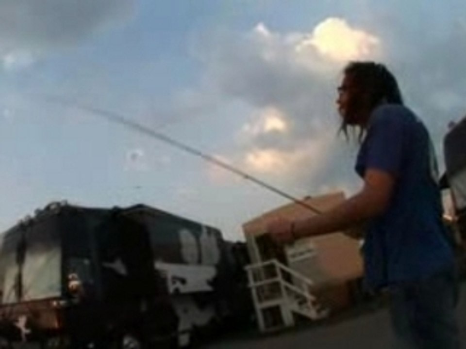 Jonathan Davis practices fly fishing