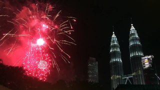 New Years Eve countdown 2016 magnificent fireworks at twin tower KLCC Kuala Lumpur Malaysia