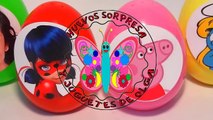 8 huevos sorpresa de dibujos de Spiderman Elsa Pocoyó Ladybug pitufina peppa pig barbie Luna Barbie