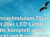 Weihnachtsbaum 75cm mit 20er LED Lichterkette  komplett geschmückt mit Kugeln Sternen