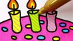Cake Coloring Pages with Beautifu Candles - Videos for Kids with Colored Markers