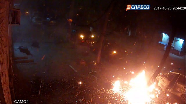 Видео момента взрыва с камеры наблюдения