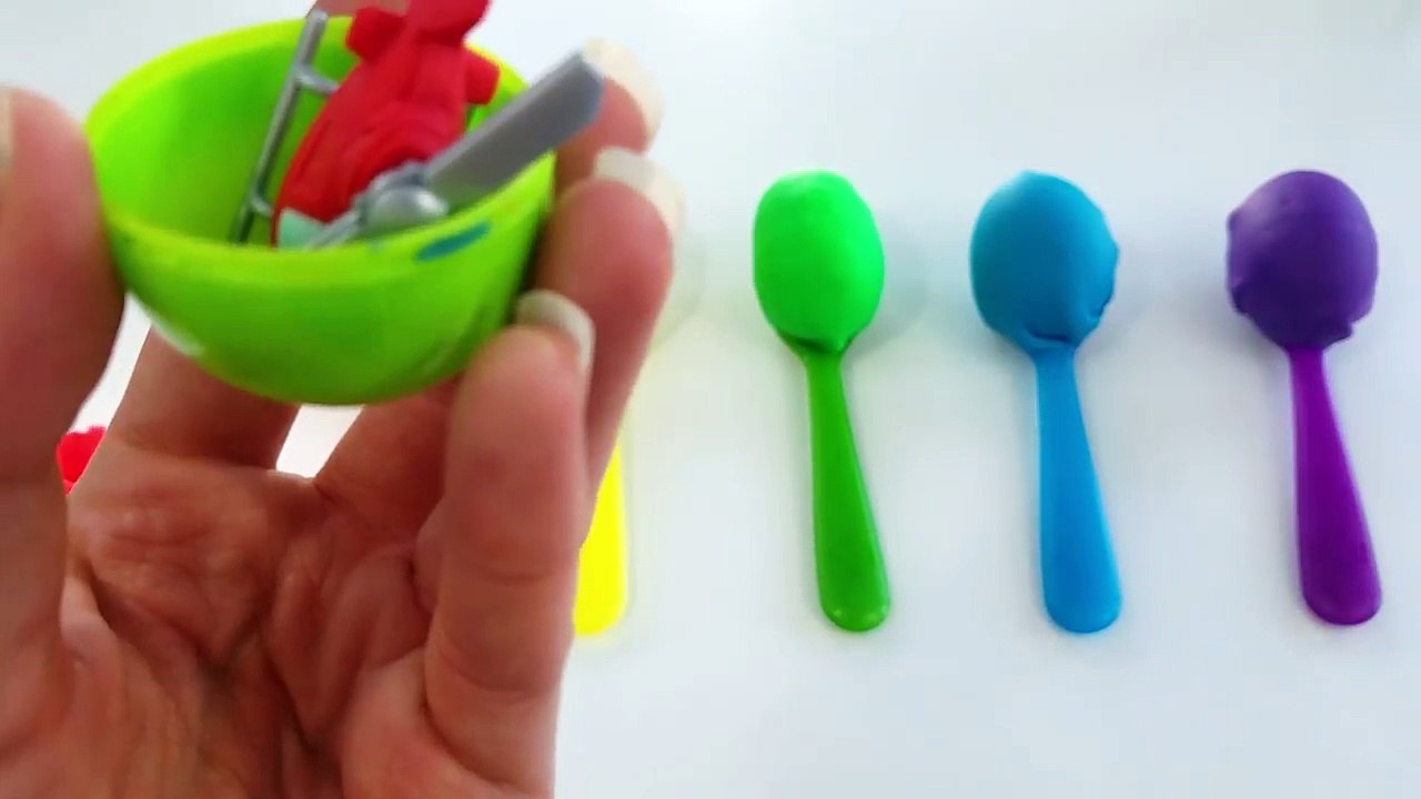 Learn Colors with Play Doh Inflatable Slide Superhero Lollipop Surprise Eggs Nursery Rhymes for Kids