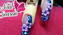 Como hacer almendra exotica con flores 3d uñas de acrilico
