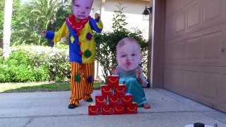 Baby Elsa vs Clown Bully w/ Happy Meal Pyramid, Spiderbaby, Frozen Elsa, Pink spidergirl