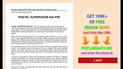 Postal Supervisor 642