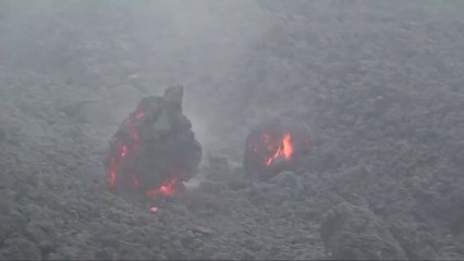 Lava rock almost knocks out tourist