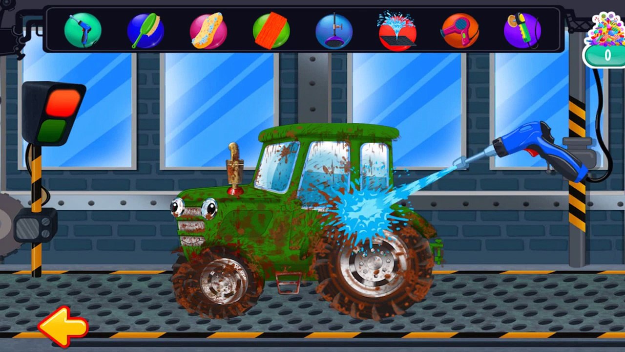 Мультики про машинки   Car Wash - Гараж - Машины на Автомойке   Трактор, Пожарная машина