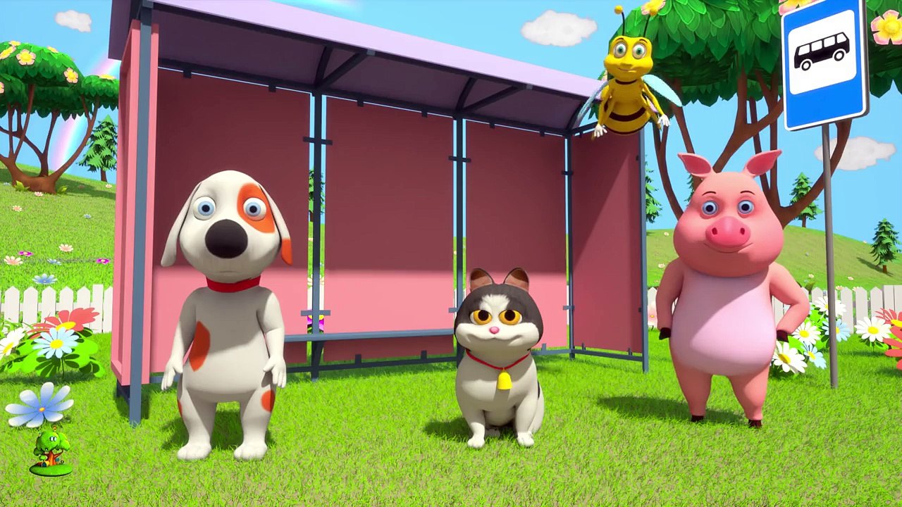 Blue Wheels On The Bus - Kindergarten Nursery Rhyme Color Song - Cartoon for Kids - Little Treehouse