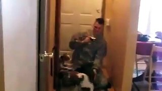 Two Dogs Welcome Home Soldier - So Cute!