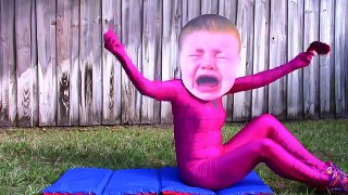 Crying Baby Pink Spidergirl run over with high heel shoes! w/ Joker, Elsa baby, spiderman